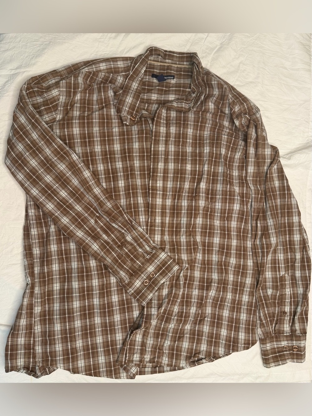 Basic Editions Brown Plaid Button-Down Shirt